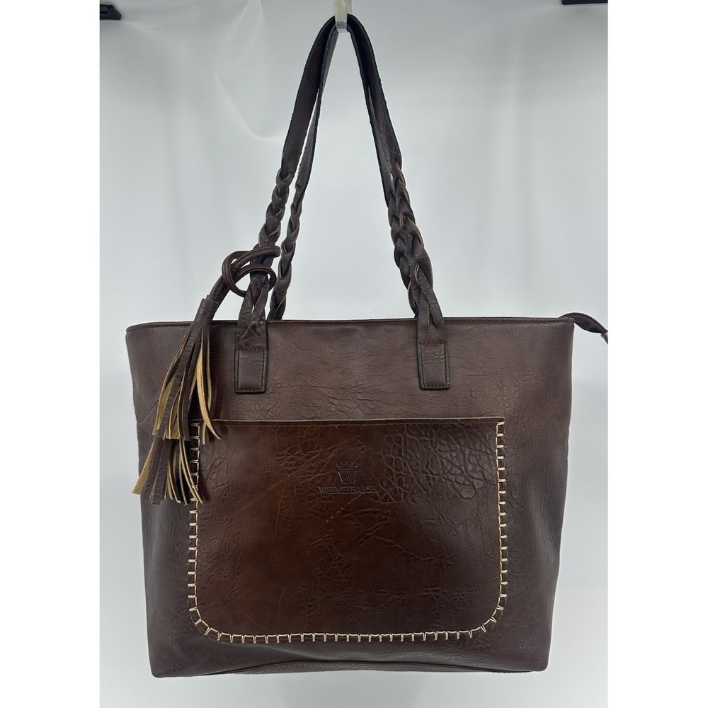 Weimeibaige‎ Women's Oversized Leather Tote Color Dark Brown Shoulder Bag